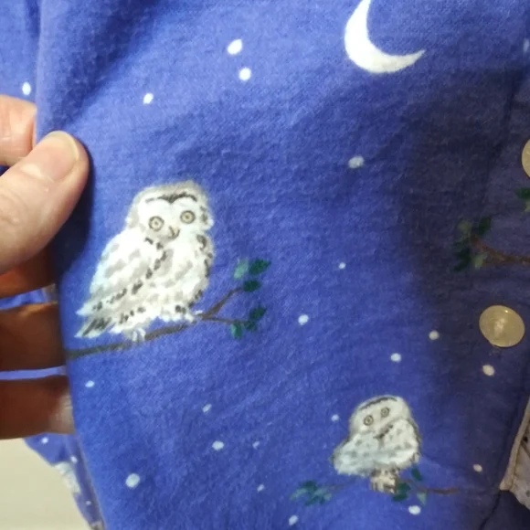 Lanz of Salzburg Harry Potter Style White Owl Patterned Purple Flannel Nightgown - Picture 7 of 12